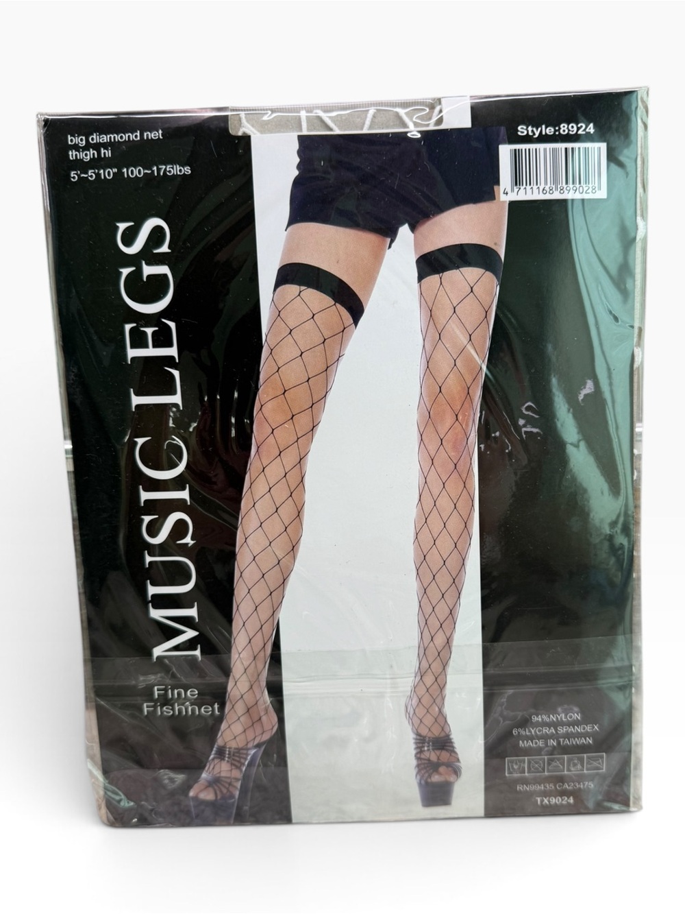 Music Legs Big Diamond Net Thigh Hi Stockings White 8924 OS Fits 5’-5’10”